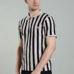 PR3 SS 007 || Navy Stripes || 100% Cotton Polo T-Shirt