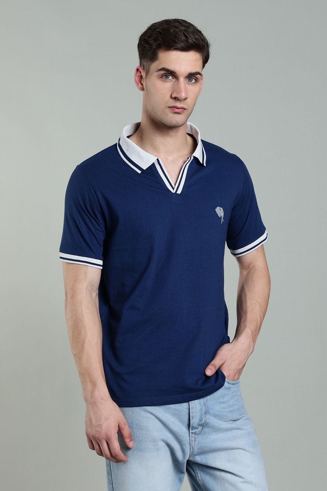 ss07 3 PR3 SS 007 || Navy || 100% Cotton Polo T-Shirt - Image 1