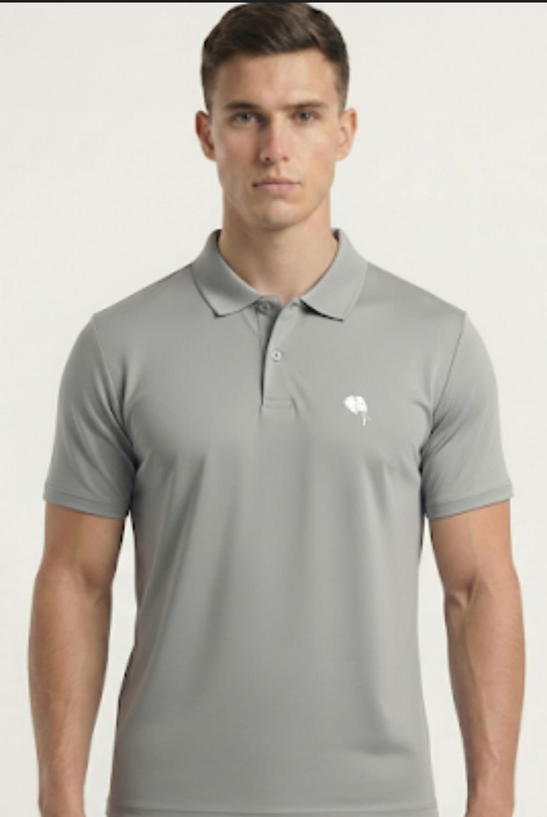 WhatsApp Image 2026-01-24 at 6.02.02 PM PR3 SS 007 B || Lite Grey || 100% Cotton Polo T-Shirt - Image 1