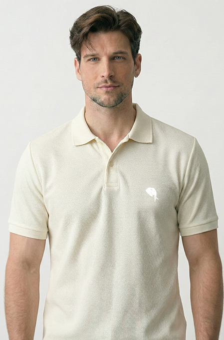 Gemini_Generated_Image_1zkexl1zkexl1zke PR3 SS 008 A || Off White || 100% Cotton Polo T-Shirt - Image 1