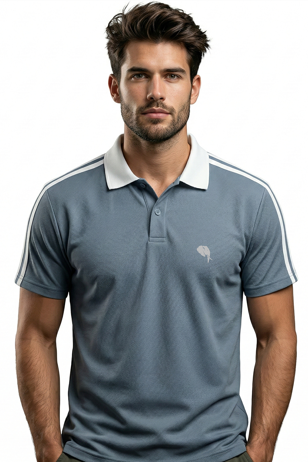 B 001 PR3 SS 007 A || Blue || 100% Cotton Polo T-Shirt - Image 1