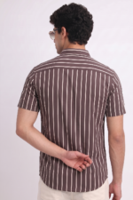LS05A  || Brown Stripes || Half Sleeve Shirts - Image 3