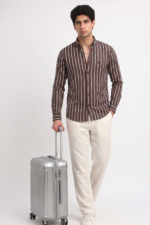 LS05A  || Brown Stripes || Full Sleeve Shirts - Image 3