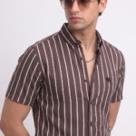 LS05A  || Brown Stripes || Half Sleeve Shirts