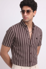 LS05A  || Brown Stripes || Half Sleeve Shirts